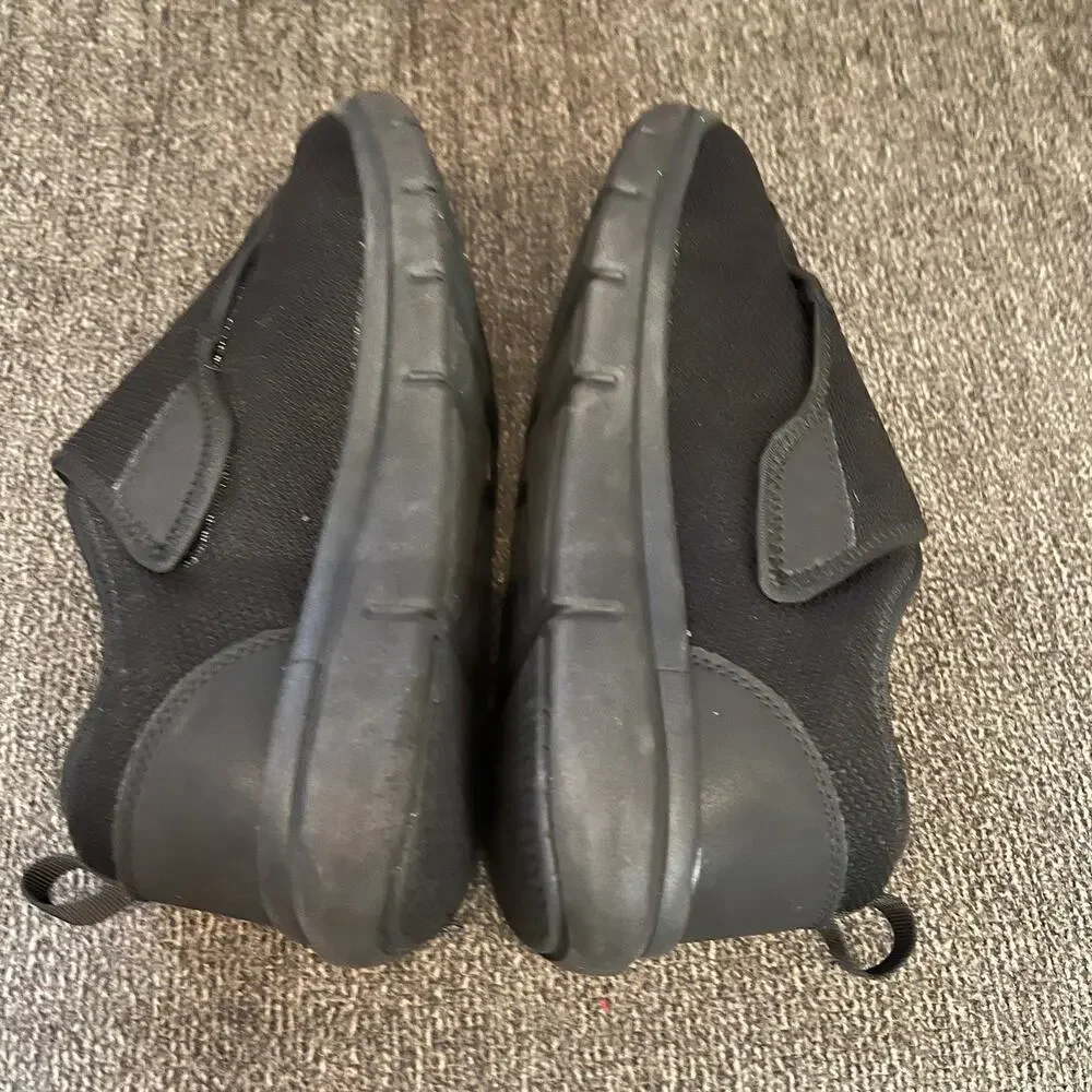 FitVille Easy Top Wings Slip On Diabetic Shoes Mens 9.5 Black Extra Wide Walking